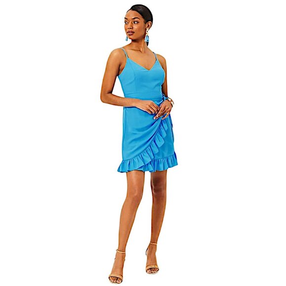 Lilly Pulitzer Alisa Wrap Dress in Lunar Blue NWT - Size 2 - Picture 3 of 9